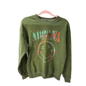 Nirvana Green Tie-Dye Smiley Face Sweatshirt Unisex Size M, Pre-Owned Good Cond